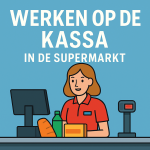 werken op de kassa supermarkt